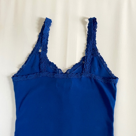 Y2k Abercrombie Fitch Lace Trim Women Medium Tank Top Fitted Logo Preppy Bell - Picture 6 of 13